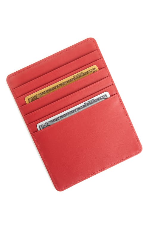 ROYCE New York Leather Vaccine Card Holder in Red - Deboss