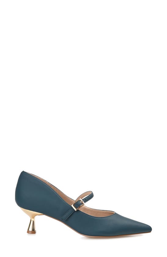 Journee Collection Womens Manza Kitten Heel Mary Jane Pointed Toe Pumps In Navy