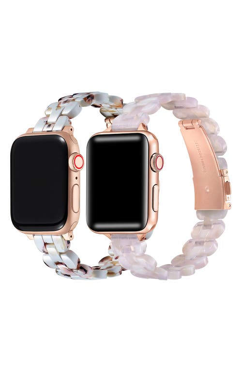 Shop The Posh Tech Set Of 2 Apple Watch Bands In Ivory/blush Tortoise