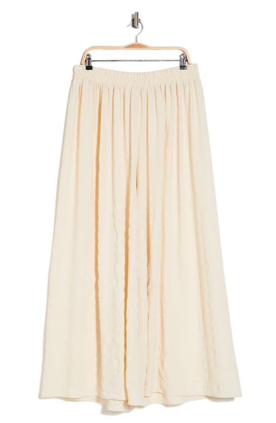 Renee C Textured Ankle Wide Leg Jeans In Beige