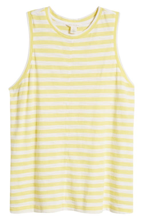 Caslonr Caslon(r) Sleeveless Cotton Blend Crewneck T-shirt In Yellow Glow-white Charm Stripe