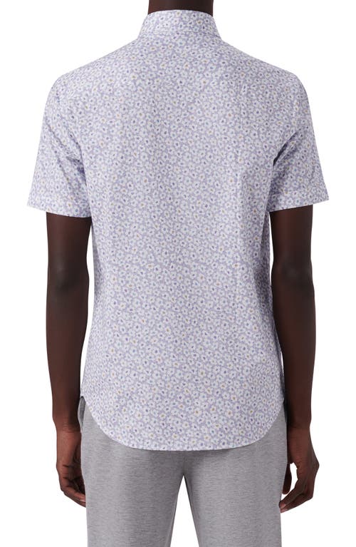 Bugatchi Miles Ooohcotton® Floral Short Sleeve Button-up Shirt In Lilac