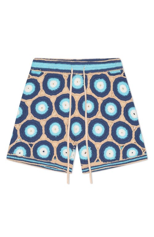 Shop Mavrans Evil Eye Crochet Shorts In Blue Multi