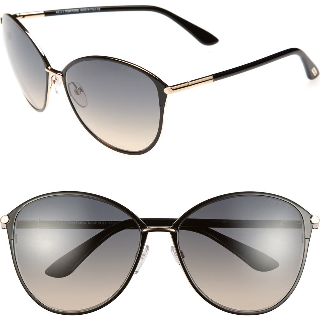 Tom Ford Penelope Metal Butterfly Sunglasses In Black