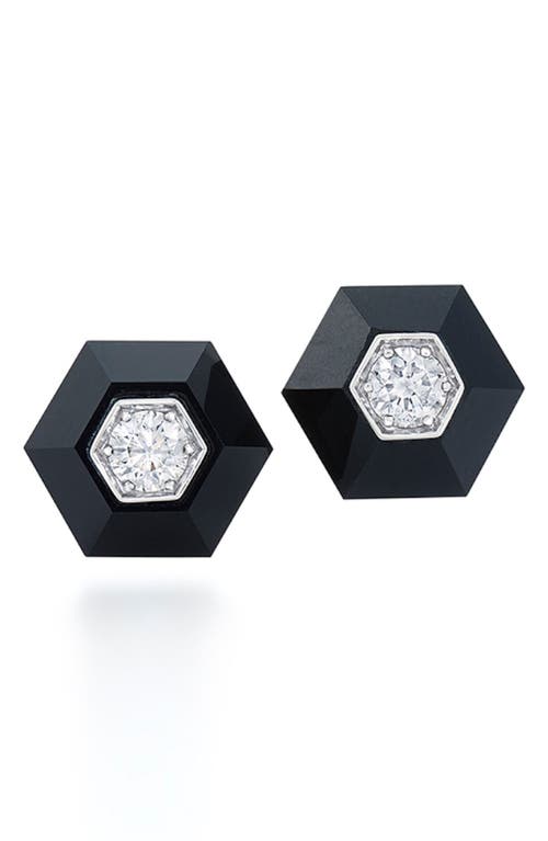 Fred Leighton Hexagonal Diamond Stud Earrings in Black