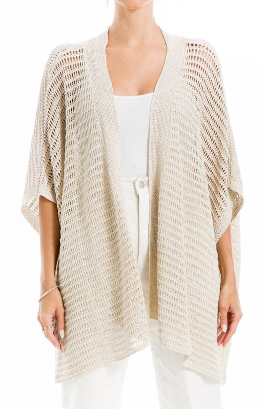 Max Studio Open Weave Cardigan In Oyster