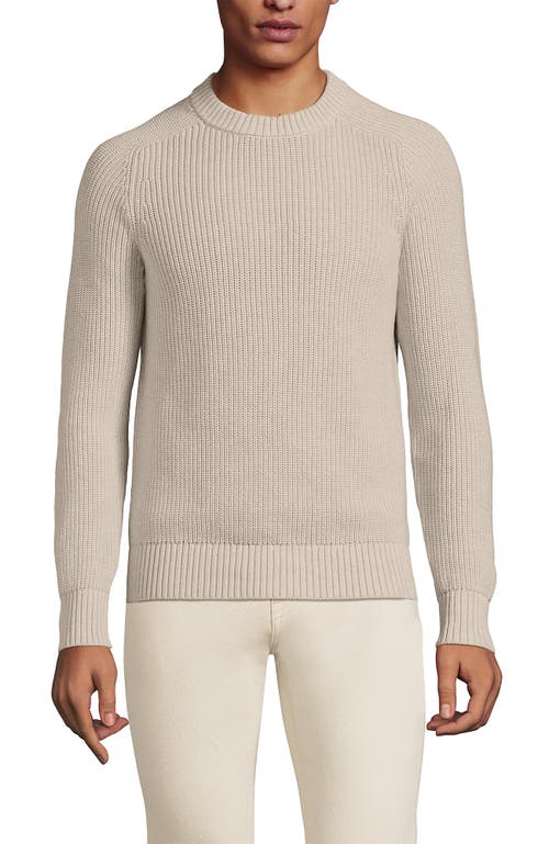 Lands' End Drifter Cotton Crewneck Sweater In Flax Heather