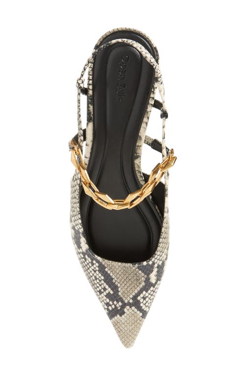 Shop Open Edit Olympia Snakeskin Embossed Slingback Flat In Black-white Snake