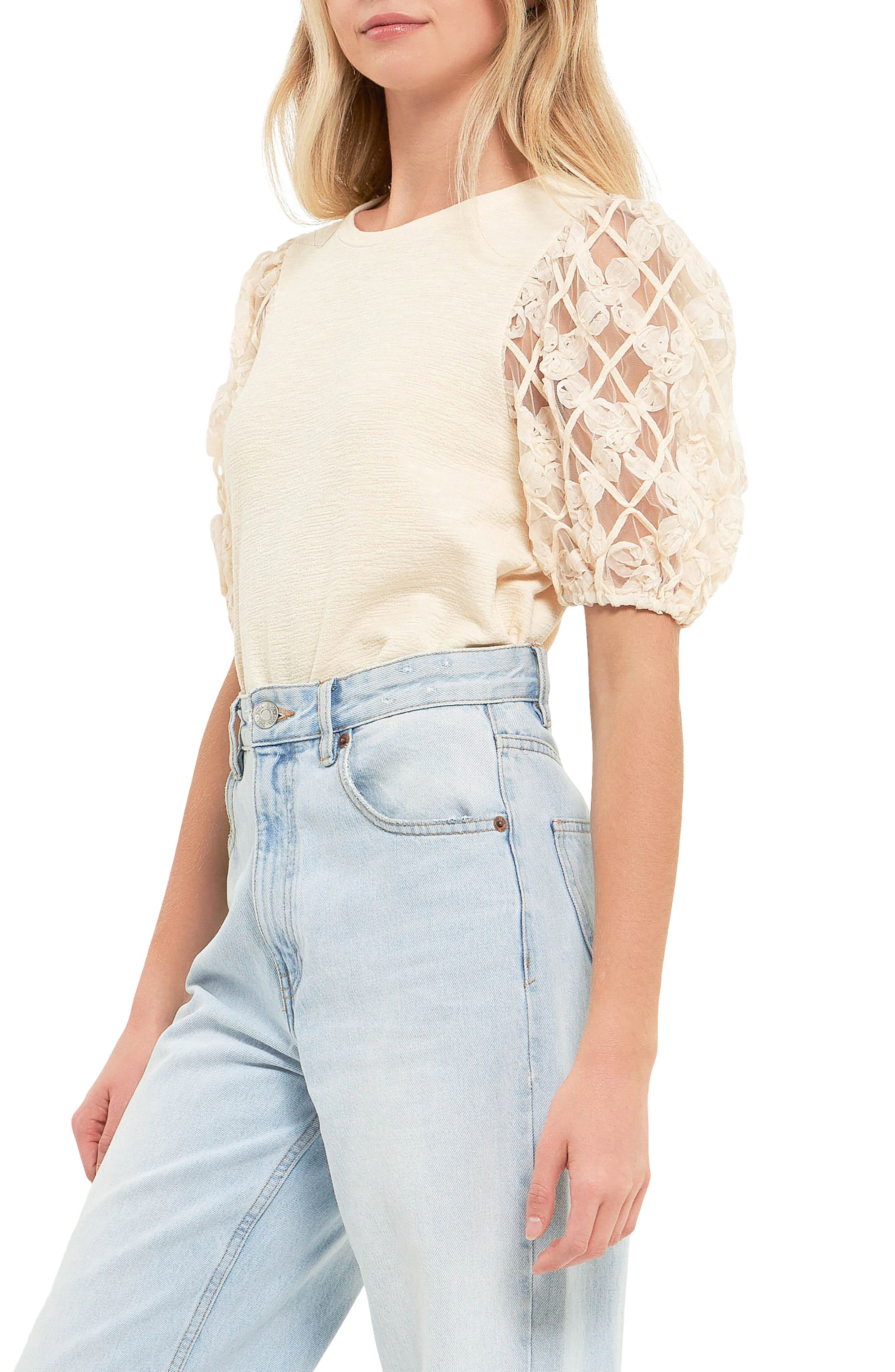 English Factory Mixed Media Blouse Nordstrom