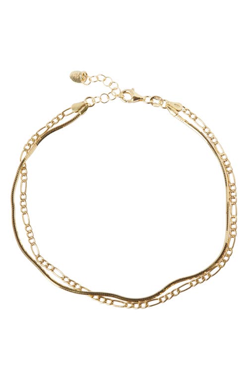 Argento Vivo Sterling Silver Double Layer Chain Anklet in Gold