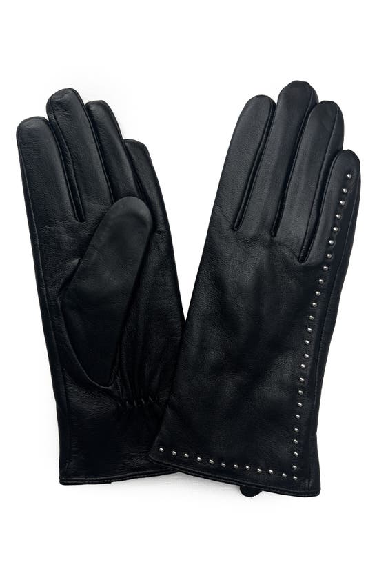 Marcus Adler Studded Leather Gloves In Black