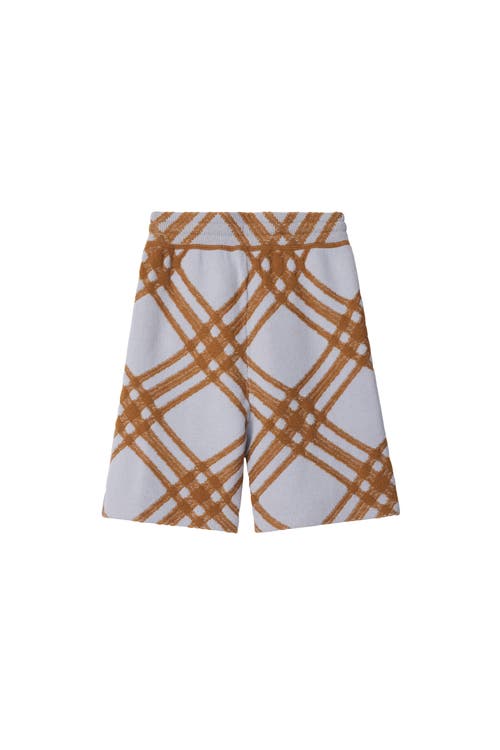 Shop Burberry Check Wool Cashmere Shorts In Slate Blue