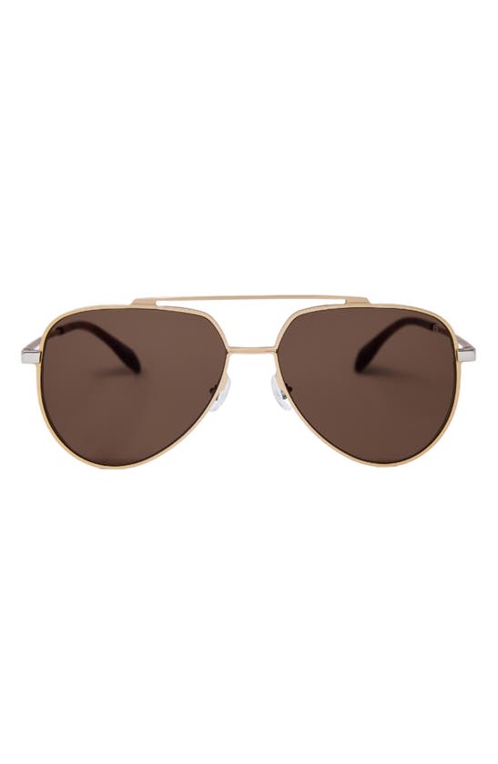 Shop Mita Sustainable Eyewear Vizcaya 58mm Aviator Sunglasses In Matte Light Gold/ Brown