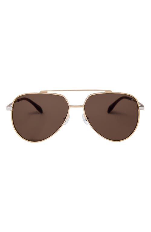 Shop Mita Sustainable Eyewear Vizcaya 58mm Aviator Sunglasses In Matte Light Gold/brown
