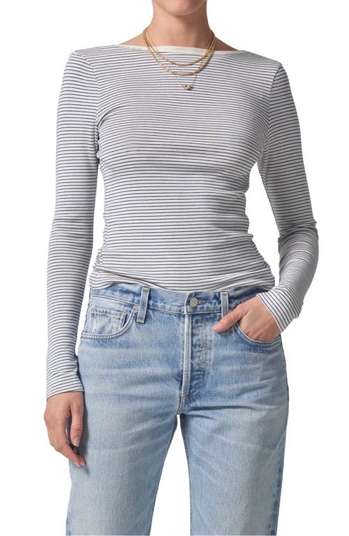 Citizens of Humanity Carys Deep Scoop Back Long Sleeve Top in Amalfi Stripe at Nordstrom, Size Small