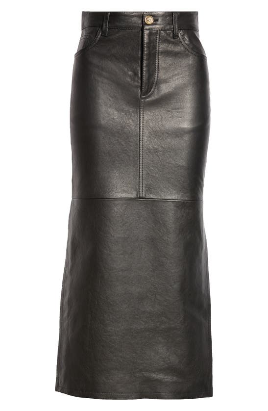 Shop Etro Lambskin Leather Skirt In Black