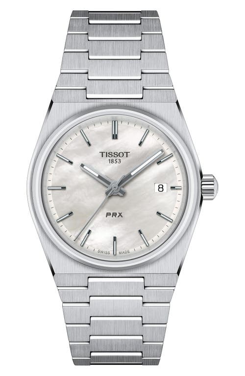 Tissot PRX Bracelet Watch, 35mm in White Mother Of Pearl at Nordstrom