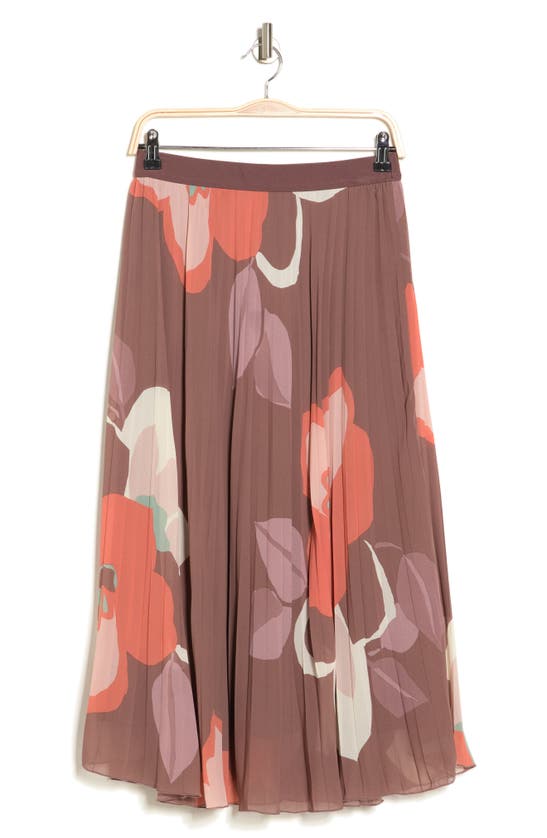 Dr2 By Daniel Rainn Pleated Floral Skirt In N254 Hazelnut