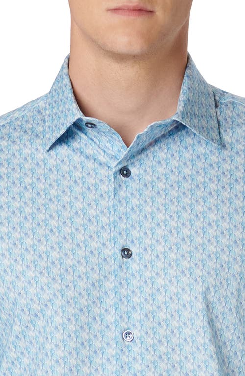 Shop Bugatchi James Ooohcotton® Abstract Print Button-up Shirt In Aqua