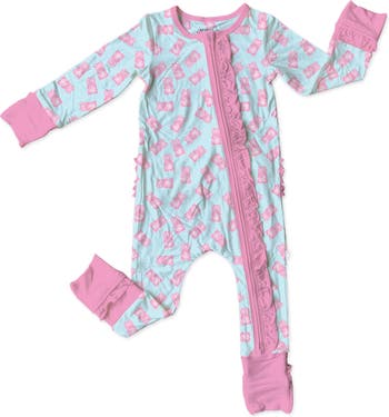 Laree + Co Addison Gummy Bear Print Ruffle Accent Convertible Footie  Pajamas