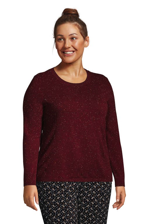 Lands' End Plus Size Cashmere Sweater In Rich Burgundy Donegal