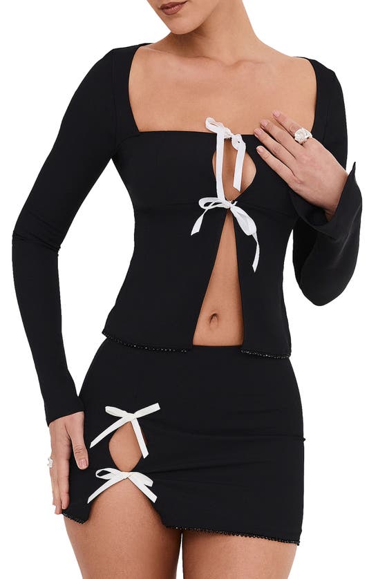 Shop Mistress Rocks Embellished Front Tie Top In Black