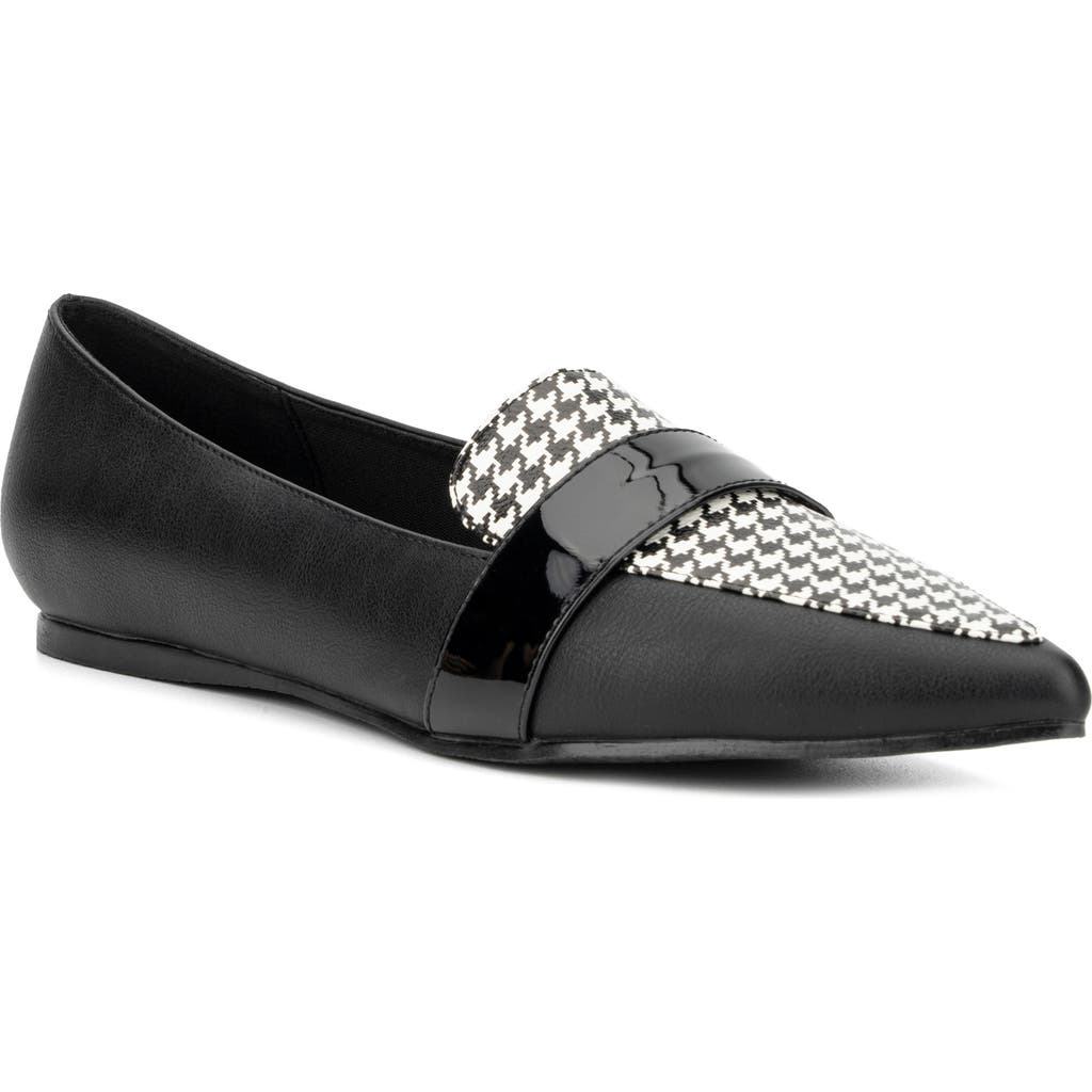 New York And Company Verity Houndstooth Loafer In Black/white