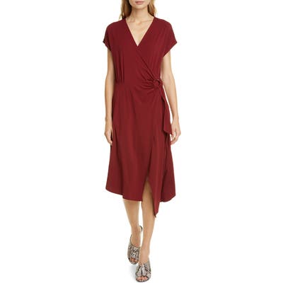 Joie Anjula Asymmetrical Wrap Dress, Red