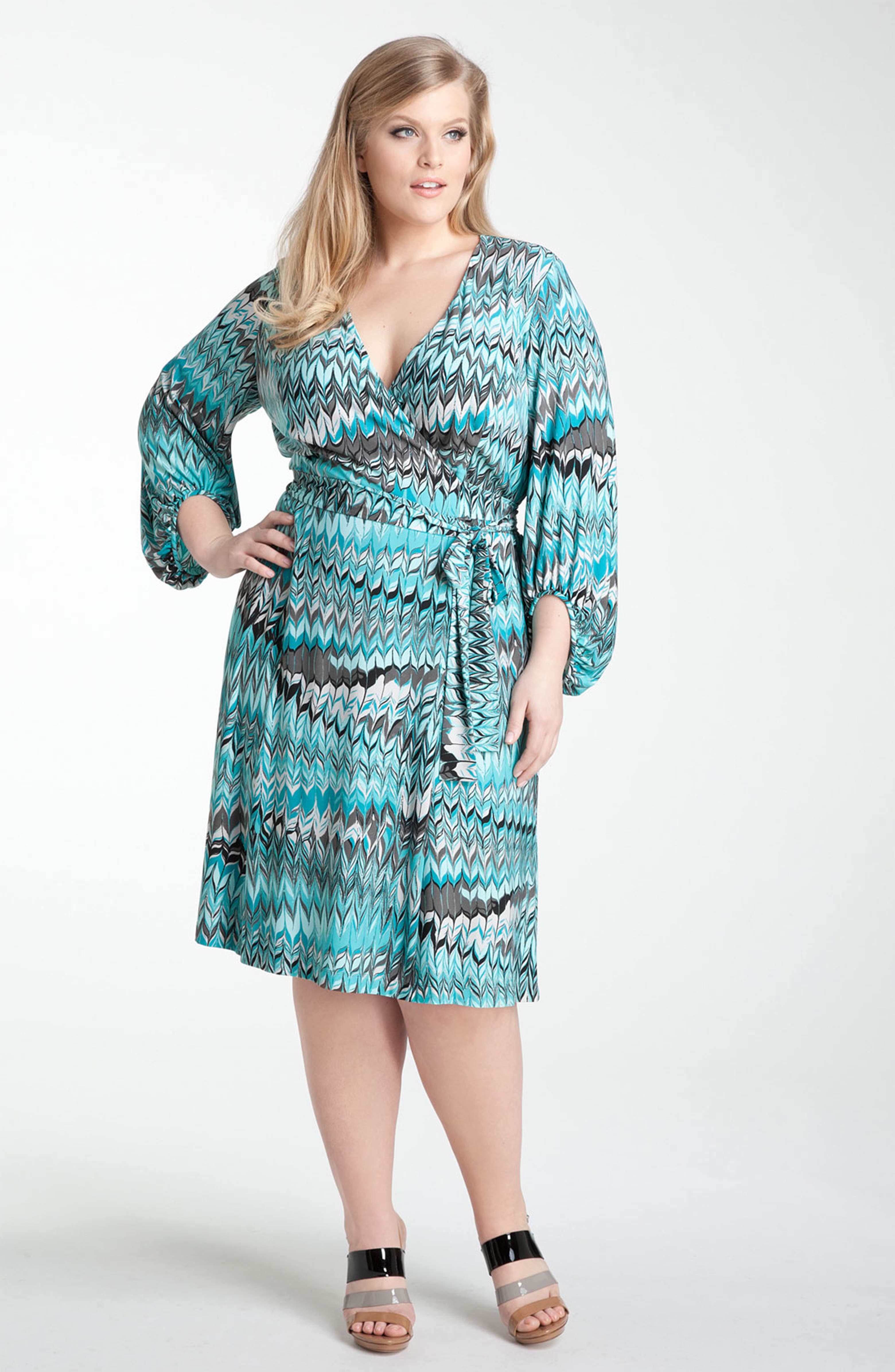 Donna Ricco Print Jersey Faux Wrap Dress (Plus) | Nordstrom