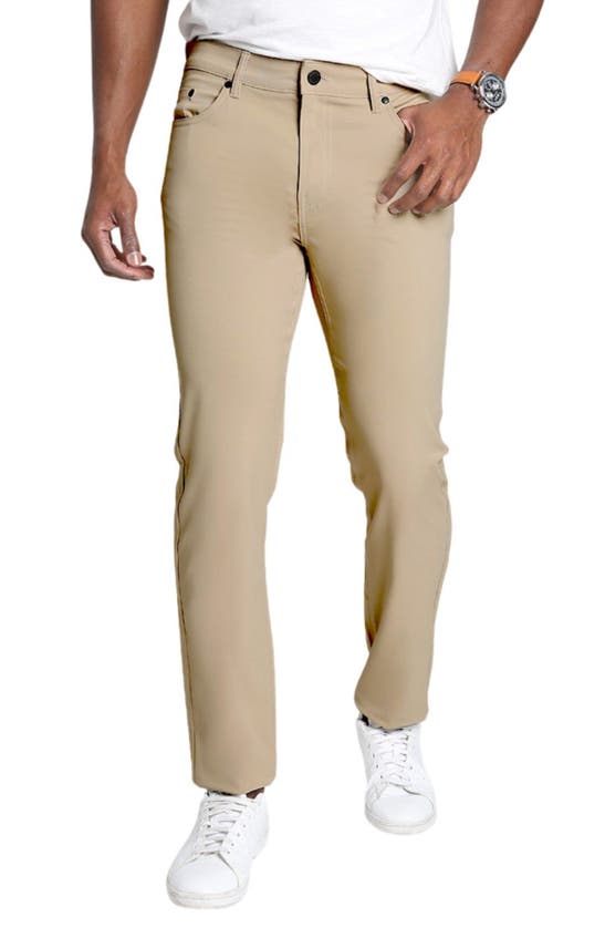 Shop Jachs Straight Leg Tech 5-pocket Pants In Khaki