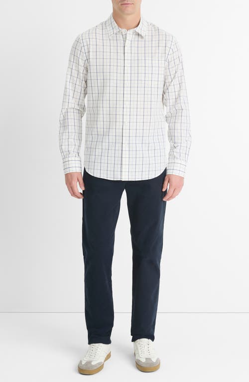 Shop Vince Barlow Plaid Button-up Shirt In Pebble White/coastal