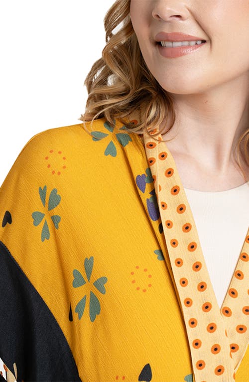 Saachi Blossom Dot Floral Print Cover-up Kaftan In Yellow