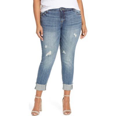 Plus Size Kut From The Kloth Catherine Raw Hem Boyfriend Jeans, Blue