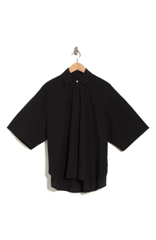 French Connection Rhodes Cotton Poplin Popover Shirt In Black