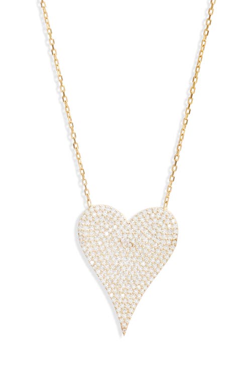 Pavé Heart Pendant Necklace in Gold