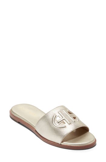 Cole Haan Flynn Logo Slide Sandal In Metallic