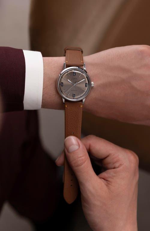 Timex ® Marlin Automatic Leather Strap Watch, 40mm In Brown