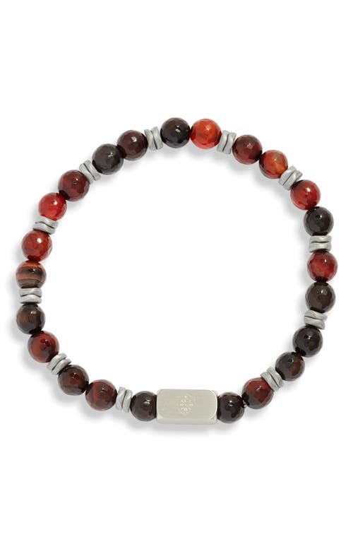 Clifton Wilson Dark Red & Black Stone Beaded Bracelet In Dark Red