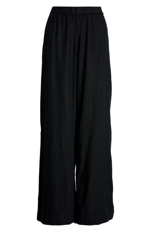 Caslon ® Wide Leg Pull-on Linen Blend Pants In Black