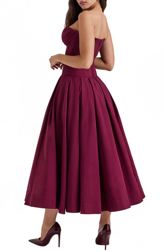 Shop House Of Cb Lady Strapless Midi Dress In Windsor Wine