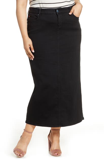 Slink Jeans Long Denim Skirt In Black | ModeSens