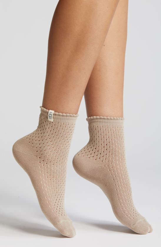 Shop Ugg Adabella Pointelle Quarter Socks In Putty