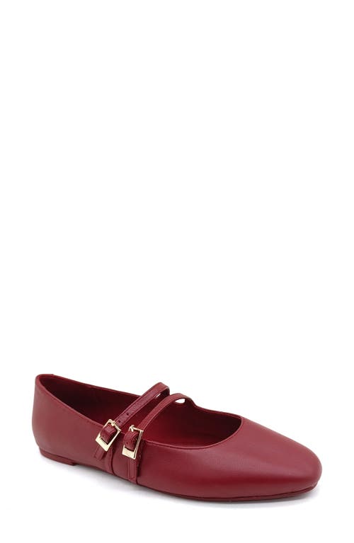 Kenneth Cole Mackenzie Mary Jane Flat In Rio Red Leather