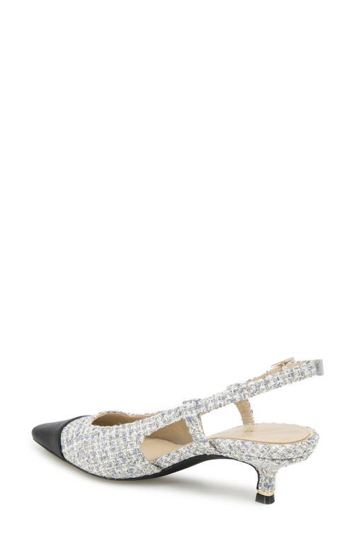 Kenneth Cole Martha Slingback Cap Toe Kitten Heel Pump In Grey Fabric