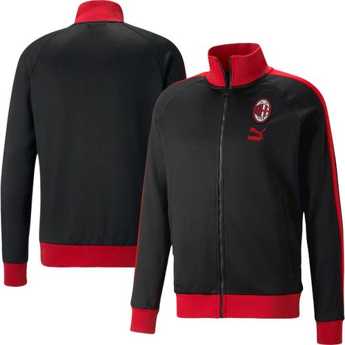 Men's Puma Black AC Milan ftblHeritage T7 Raglan Full-Zip Track Jacket