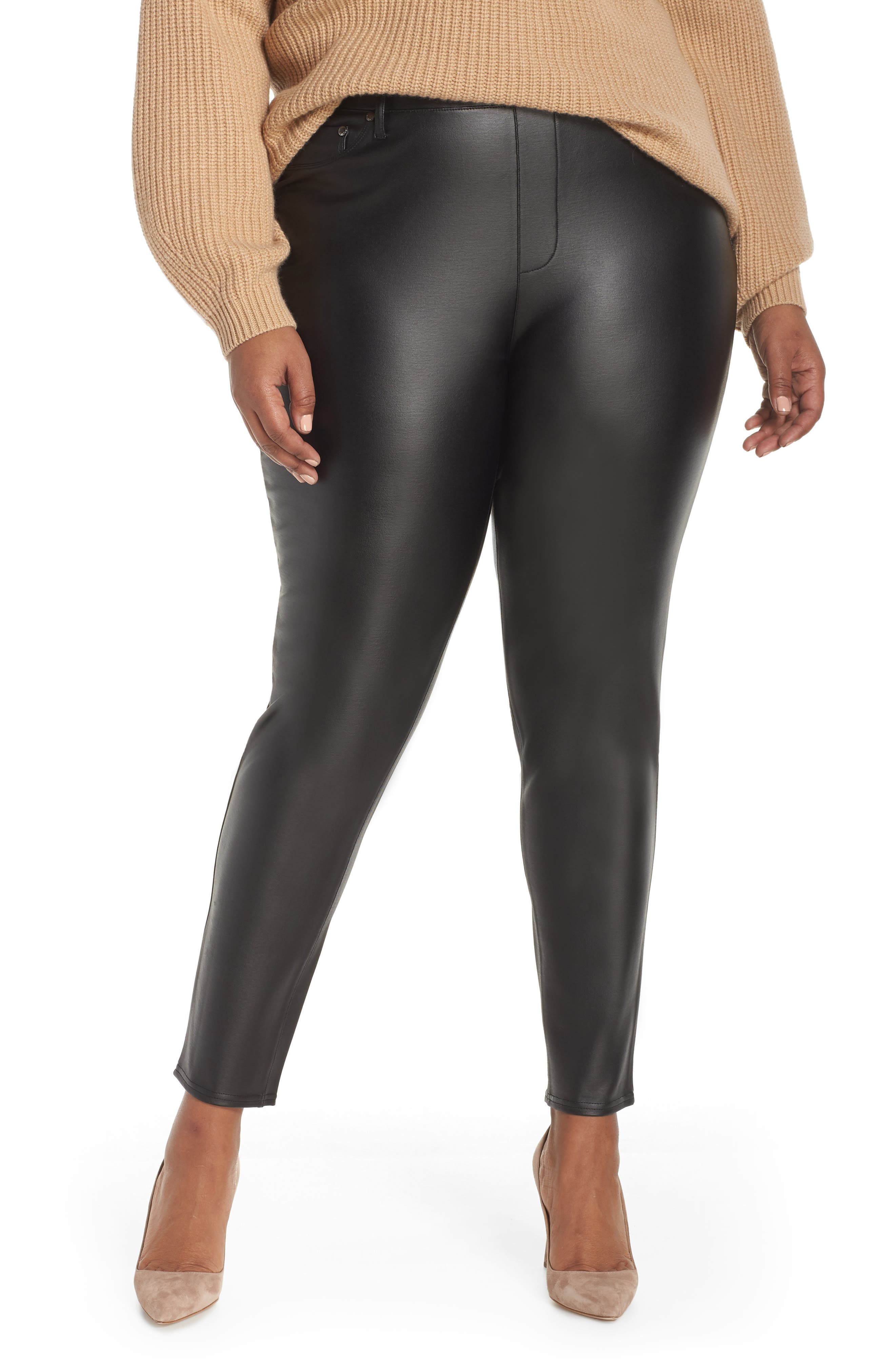 plus size leather look jeggings