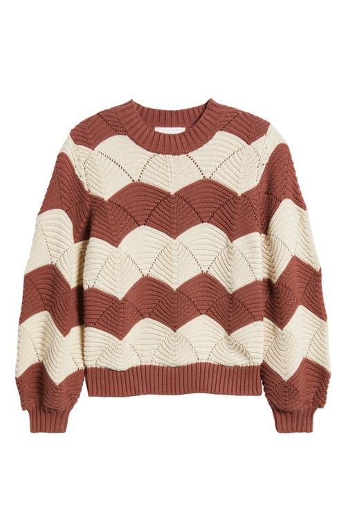 Shop Cleobella Kori Chevron Organic Cotton Sweater In Ivory/terracotta