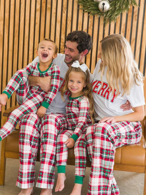 Ruggedbutts Modal Blend Boys Long Sleeve Pajama Set In Dashing Dreams Plaid