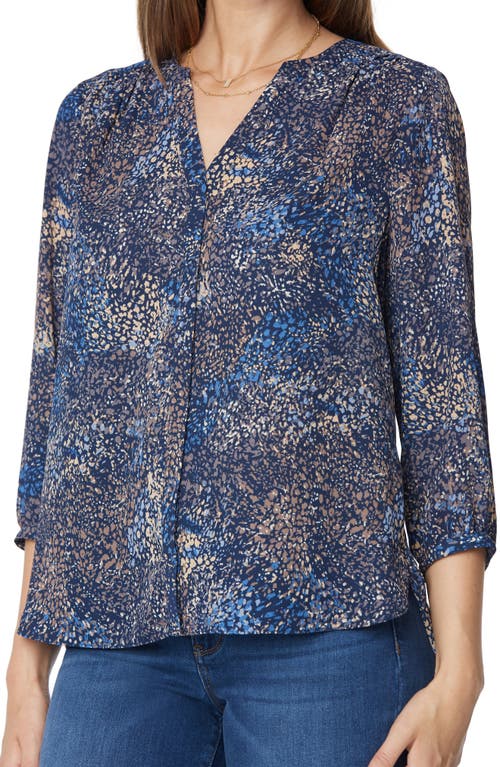 Shop Nydj Pintuck Blouse In Indigo Dot