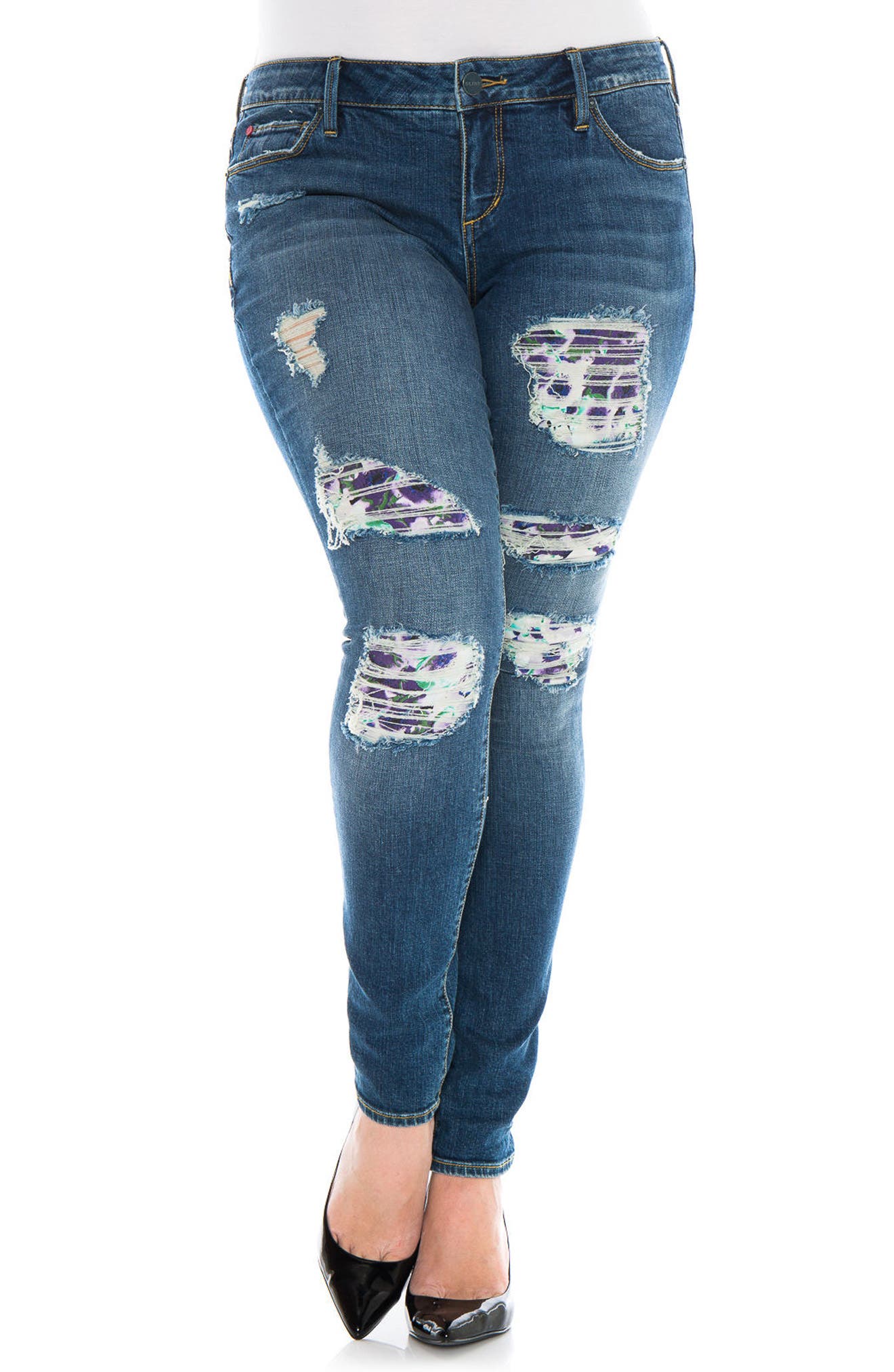 ripped floral jeans